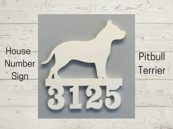 Personalized House Number Sign Pitbull Metal Art Dog House Address Signs Decor Home Outdoor