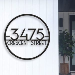 Personalized Modern House Numbers Metal Address Plaque House Warming Gift 1