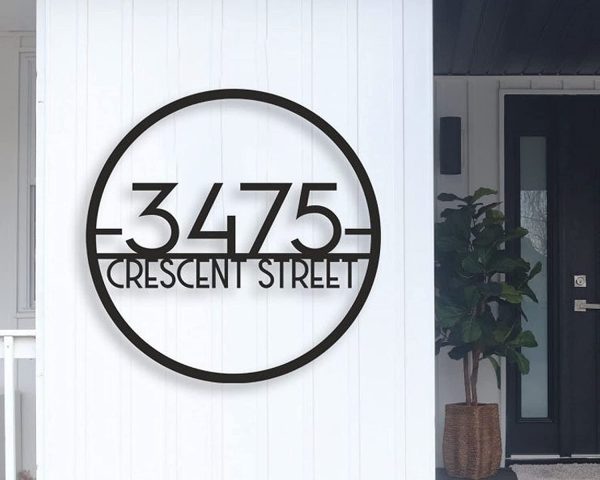 Personalized Modern House Numbers Metal Address Plaque House Warming Gift