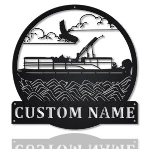 Personalized Pontoon Boat Metal Sign Lake House Decor Housewarming Gift 1