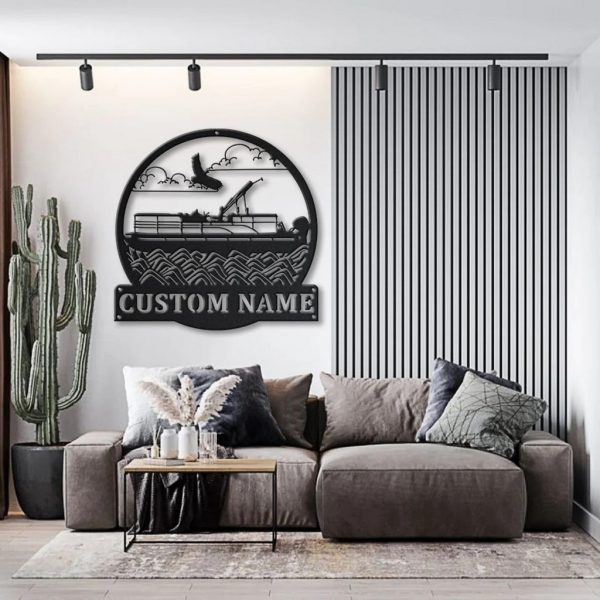 Personalized Pontoon Boat Metal Sign Lake House Decor Housewarming Gift