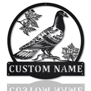 Pigeon Bird Metal Art Personalized Metal Name Sign Decor Home Gift for Animal Lover