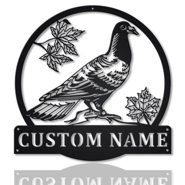 Pigeon Bird Metal Art Personalized Metal Name Sign Decor Home Gift for Animal Lover