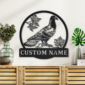 Pigeon Bird Metal Art Personalized Metal Name Sign Decor Home Gift for Animal Lover 3