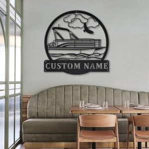 Pontoon Boat Captain Metal Art Personalized Metal Name Sign Lake House Decor Housewarming Gift 3