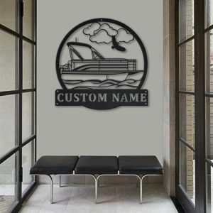 Pontoon Boat Captain Metal Art Personalized Metal Name Sign Lake House Decor Housewarming Gift 4