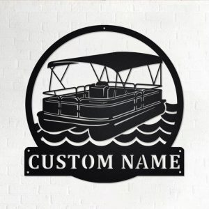 Pontoon Boat Metal Wall ARt Personalized Metal Name Sign Home Decor Housewarming Gift 1