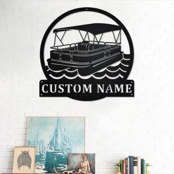 Pontoon Boat Metal Wall Art Personalized Metal Name Sign Home Decor Housewarming Gift