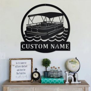 Pontoon Boat Metal Wall ARt Personalized Metal Name Sign Home Decor Housewarming Gift 3