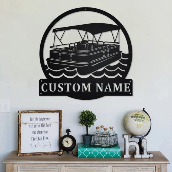 Pontoon Boat Metal Wall Art Personalized Metal Name Sign Home Decor Housewarming Gift
