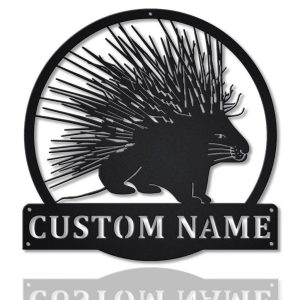 Porcupine Metal Art Personalized Metal Name Sign Decor Home Gift for Animal Lover