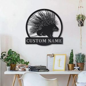 Porcupine Metal Art Personalized Metal Name Sign Decor Home Gift for Animal Lover 2