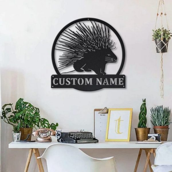 Porcupine Metal Art Personalized Metal Name Sign Decor Home Gift for Animal Lover