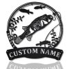 Puffer Fish Fishing Pole Metal Art Personalized Metal Name Sign Decor Home Gift for Fishing Lover 1