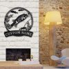Puffer Fish Fishing Pole Metal Art Personalized Metal Name Sign Decor Home Gift for Fishing Lover 4