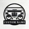 Radio Boombox Vintage Metal Art Personalized Metal Name Sign Music Room Decor