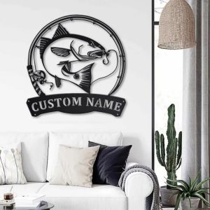 Red Drum Fish Metal Art Personalized Metal Name Sign Decor Home Fishing Gift for Fisherman