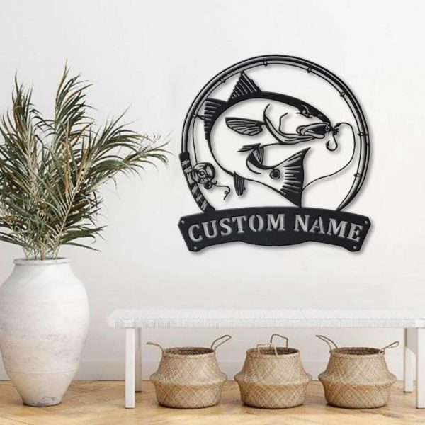 Red Drum Fish Metal Art Personalized Metal Name Sign Decor Home Fishing Gift for Fisherman