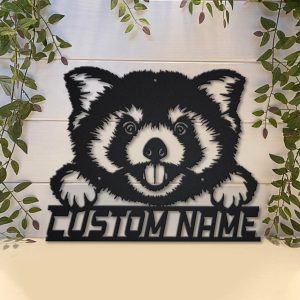 Red Panda Metal Art Personalized Metal Name Sign Decor Home Gift for Animal Lover 2