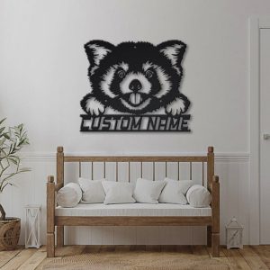 Red Panda Metal Art Personalized Metal Name Sign Decor Home Gift for Animal Lover 3