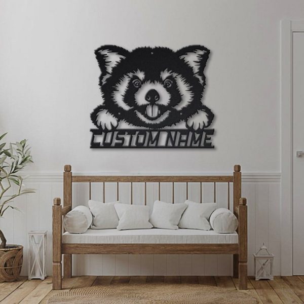 Red Panda Metal Art Personalized Metal Name Sign Decor Home Gift for Animal Lover