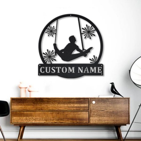Rings Gymnastics Metal Sign Personalized Metal Name Signs Home Decor Sport Lovers Gifts