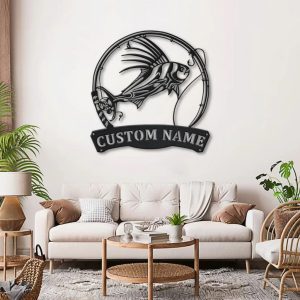 Roosterfish Fish Metal Art Personalized Metal Name Sign Decor Home Fishing Gift for Fisherman 2