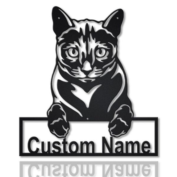 Russian Blue Cat Metal Art Personalized Metal Name Sign Decor Home Gift for Cat Lover