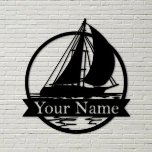 Sailboat Metal Art Personalized Metal Name Sign Home Decor Housewarming Gift 1