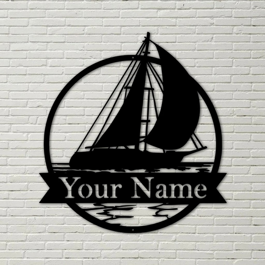 Sailboat Metal Art Personalized Metal Name Sign Home Decor Housewarming Gift