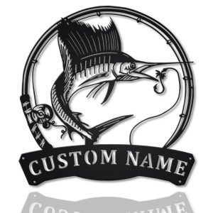 Sailfish Metal Art Personalized Metal Name Sign Decor Home Fishing Gift for Fisherman 1