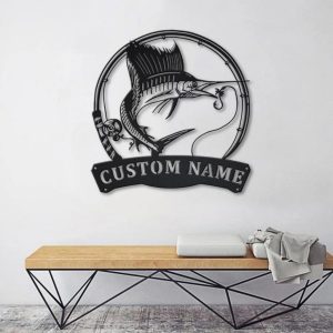 Sailfish Metal Art Personalized Metal Name Sign Decor Home Fishing Gift for Fisherman 3