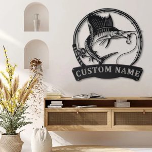 Sailfish Metal Art Personalized Metal Name Sign Decor Home Fishing Gift for Fisherman 4