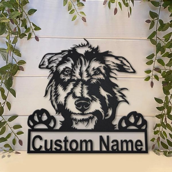 Scottish Deerhound Dog Metal Art Personalized Metal Name Sign Decor Home Gift for Dog Lover