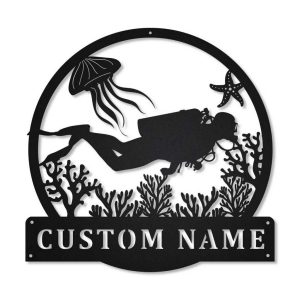 Scuba Diving Metal Sign Personalized Metal Name Signs Home Decor Sport Lovers Gifts