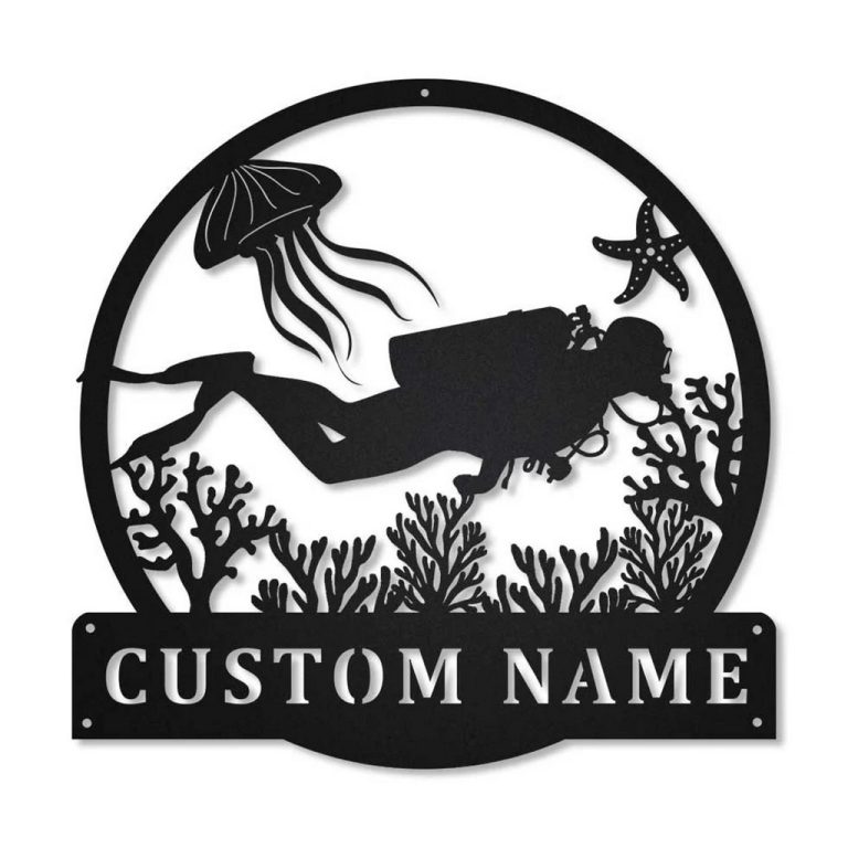 Scuba Diving Metal Sign Personalized Metal Name Signs Home Decor Sport