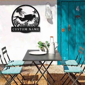 Scuba Diving Metal Sign Personalized Metal Name Signs Home Decor Sport Lovers Gifts 3