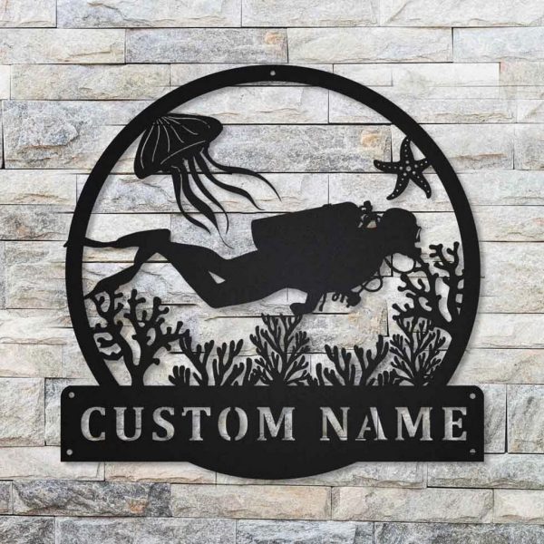 Scuba Diving Metal Sign Personalized Metal Name Signs Home Decor Sport Lovers Gifts