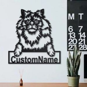 Selkirk Rex Cat Metal Art Personalized Metal Name Sign Decor Home Gift for Cat Lover 3