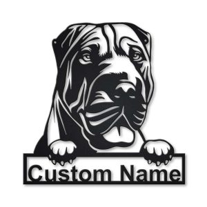 Shar Pei Dog Metal Art Personalized Metal Name Sign Decor Home Gift for Dog Lover 1