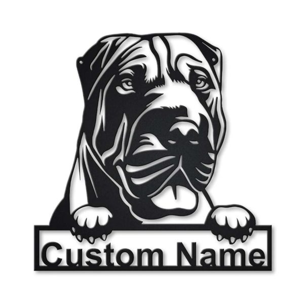 Shar Pei Dog Metal Art Personalized Metal Name Sign Decor Home Gift for Dog Lover