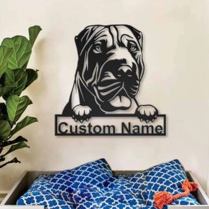 Shar Pei Dog Metal Art Personalized Metal Name Sign Decor Home Gift for Dog Lover