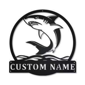 Shark Metal Art Personalized Metal Name Sign Decor Home Gift for Animal Lover