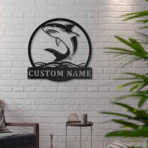 Shark Metal Art Personalized Metal Name Sign Decor Home Gift for Animal Lover