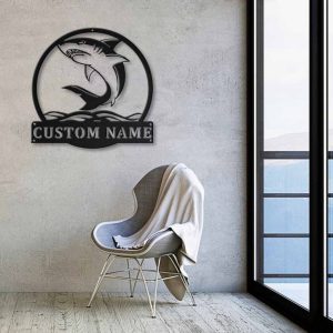 Shark Metal Art Personalized Metal Name Sign Decor Home Gift for Animal Lover 3