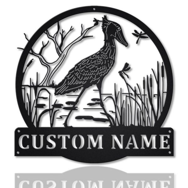 Shoebill Bird Metal Art Personalized Metal Name Sign Decor Home Gift for Animal Lover