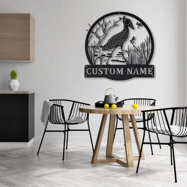 Shoebill Bird Metal Art Personalized Metal Name Sign Decor Home Gift for Animal Lover