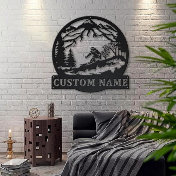 Skiing Metal Sign Personalized Metal Name Signs Home Decor Sport Lovers Gifts