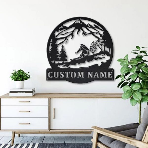 Skiing Metal Sign Personalized Metal Name Signs Home Decor Sport Lovers Gifts