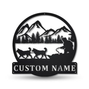 Sled Dog Racing Metal Sign Personalized Metal Name Signs Home Decor Sport Lovers Gifts 1